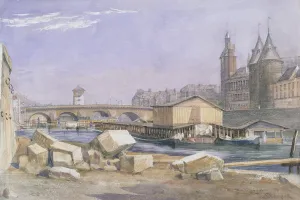 The Pont au Change and the Conciergerie, Paris, 1837 (w/c on paper) The Pont au Change and the Conciergerie, Paris, 1837 (w/c on paper)