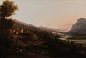 Shepherdess Collection: Pontcharra Valley or Isere Valley, Chateau Bayard 1800 1850 (Oil on canvas)