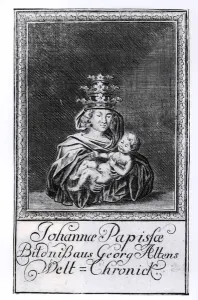 Pope Joan (Johanna) with her child (engraving) Pope Joan (Johanna) with her child (engraving)
