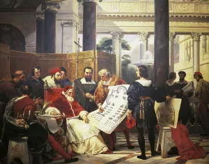 Pope Julius II ordering Bramante Michelangelo & Raphael to construct Vatican & St Pope Julius II ordering Bramante Michelangelo & Raphael to construct Vatican & St