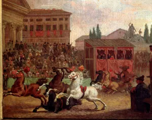 Popular festivities: The race (or palio) of the Barberi, 18th century (painting) Popular festivities: The race (or palio) of the Barberi, 18th century (painting)