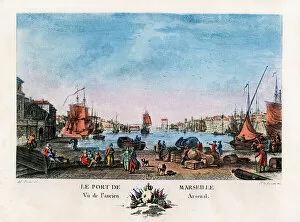 Conveyances Gallery: The port of Marseille seen from the old arsenal, late 18th or early 19th century (engraving)