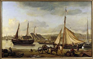 The front port of Rouen in 1834 Painting by Camille Corot (1796-1875) 1834 Sun The front port of Rouen in 1834 Painting by Camille Corot (1796-1875) 1834 Sun