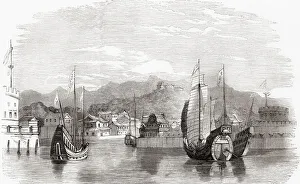 The port of Shanghai, China seen here in the 19th century The port of Shanghai, China seen here in the 19th century