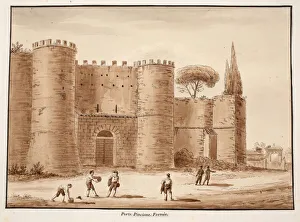 The Porta Pinciana, closed, 1833 (etching with brown wash) The Porta Pinciana, closed, 1833 (etching with brown wash)