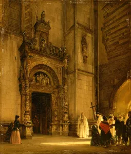 Side portal of Como Cathedral, 1850 (oil on cardboard) Side portal of Como Cathedral, 1850 (oil on cardboard)