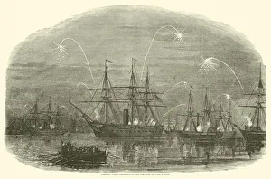 Porter's fleet celebrating the capture of Fort Fisher, January 1865 (engraving) Porter's fleet celebrating the capture of Fort Fisher, January 1865 (engraving)