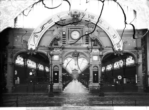 Portico of the Horology Pavilion at the Universal Exhibition, Paris, 1889 (b/w photo) Portico of the Horology Pavilion at the Universal Exhibition, Paris, 1889 (b/w photo)
