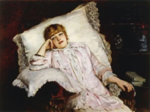 Heinrich Wilhelm Truebner Gallery: Portrait of the Actress Jeanne Samary Seated Three-Quarter Length, (oil on canvas)
