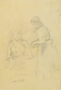 Portrait of Alice Gamby and Julie Manet, 1889 (pencil on paper) Portrait of Alice Gamby and Julie Manet, 1889 (pencil on paper)