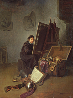 Portrait of the Artist at his Easel in his Studio (oil on panel) Portrait of the Artist at his Easel in his Studio (oil on panel)