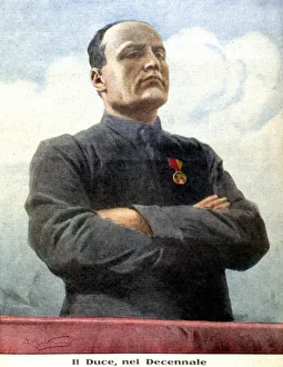 portrait de Benito Mussolini par Achille Beltrame en 1932 portrait de Benito Mussolini par Achille Beltrame en 1932