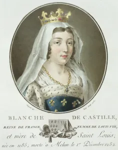 Portrait of Blanche de Castille (1185-1252) engraved by Ride, 1787 (coloured engraving) Portrait of Blanche de Castille (1185-1252) engraved by Ride, 1787 (coloured engraving)