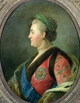 Earring Gallery: Portrait of Catherine II (1729-1796) of Russia (oil on canvas)