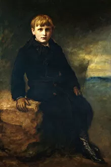 Portrait of Cecil Webb, seated full length, wearing a Black Coat with a Fur Collar
