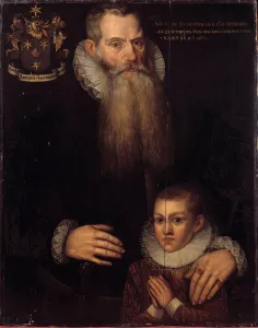 Portrait of Charles de Conde (1535-1602) and his son John in 1592 Painting of the Flemish Portrait of Charles de Conde (1535-1602) and his son John in 1592 Painting of the Flemish