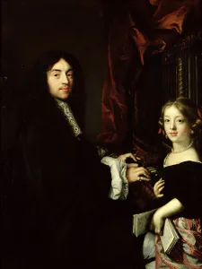 Portrait of Charles Couperin (1638-79) and the Daughter of the Artist, 1665-79 (oil Portrait of Charles Couperin (1638-79) and the Daughter of the Artist, 1665-79 (oil
