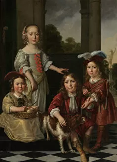 Siblings Gallery: Portrait of four children (oil on canvas)