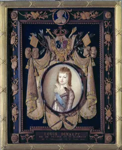 Portrait of the dolphin Louis XVII (1785- 1795). Miniature painting on ivory by Alexander Portrait of the dolphin Louis XVII (1785- 1795). Miniature painting on ivory by Alexander