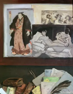 Portrait of Emile Zola (1840 - 1902) (detail of the upper right hand wall depicting Japanese prints Portrait of Emile Zola (1840 - 1902) (detail of the upper right hand wall depicting Japanese prints