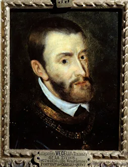 Portrait of Emperor Charles V (1500-1558) Painting by Augustine Quesnel (1595-1661 Portrait of Emperor Charles V (1500-1558) Painting by Augustine Quesnel (1595-1661