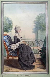 Portrait en pied de Julie de Lespinasse (1732-1776) femme de lettres Watercolour by Louis Portrait en pied de Julie de Lespinasse (1732-1776) femme de lettres Watercolour by Louis
