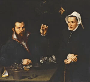 Artist Flemish Gallery: Portrait of a Essai Master and his Wife, half-length, c.1561-7 (oil on panel)
