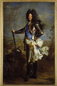 Portrait in foot of Louis XIV in armor (1630-1715). Painting by Hyacinthe Rigaud Portrait in foot of Louis XIV in armor (1630-1715). Painting by Hyacinthe Rigaud