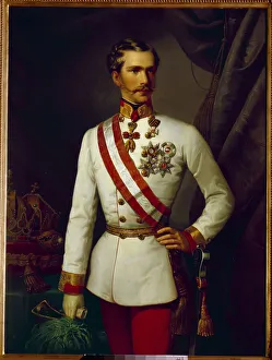 Portrait of Francois Joseph of Austria was 28 years old in ceremonial uniform (1830-1916) Portrait of Francois Joseph of Austria was 28 years old in ceremonial uniform (1830-1916)
