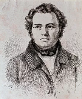 Austrians Gallery: Portrait of Franz Schubert (engraving)