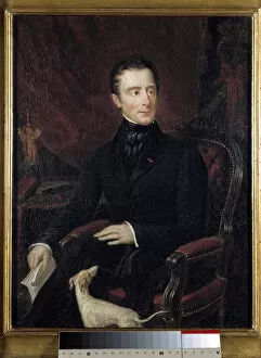 Portrait of the French poet Alphonse de Lamartine (1790-1869) Painting by Marianne Lamartine (19th century). Paris