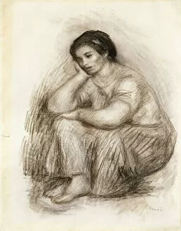 Portrait de Gabrielle, (black chalk and pencil on paper)