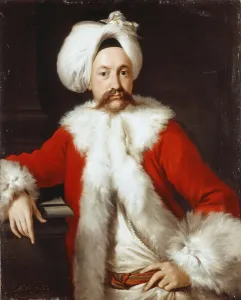 Portrait of a Gentleman standing, half-length, in oriental costume, (oil on canvas) Portrait of a Gentleman standing, half-length, in oriental costume, (oil on canvas)