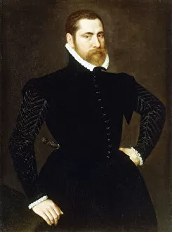 Artist Flemish Gallery: Portrait of a Gentleman, Three-quarter length, Wearing a Black Costume with White Ruff