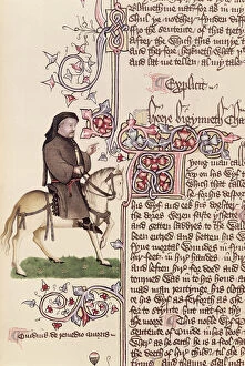 Images Dated 21st November 2007: Portrait of Geoffrey Chaucer (c. 1342-1400) facsimile from The Canterbury Tales