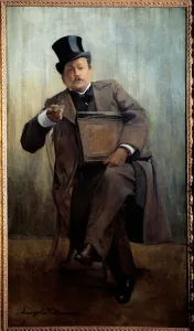 Portrait of Georges Courteline (1858-1929) Writer Painting by Leopold Stevens (1866-1935 Portrait of Georges Courteline (1858-1929) Writer Painting by Leopold Stevens (1866-1935