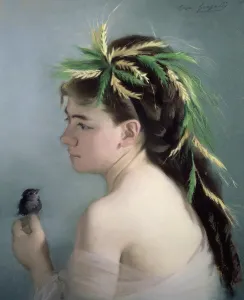 Portrait of a Girl holding a Sparrow (pastel) Portrait of a Girl holding a Sparrow (pastel)