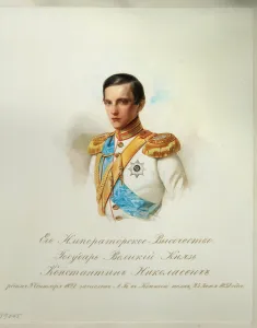 Portrait of Grand Duke Konstantin Nikolaevich of Russia (1827-1892) (From the Album of the Imperial Horse Guards) - Hau (Gau), Vladimir Ivanovich (1816-1895) - 1846-1849 - Watercolour on paper - Institut of Russian Literature IRLI (Pushkin-House) Portrait of Grand Duke Konstantin Nikolaevich of Russia (1827-1892) (From the Album of the Imperial Horse Guards) - Hau (Gau), Vladimir Ivanovich (1816-1895) - 1846-1849 - Watercolour on paper - Institut of Russian Literature IRLI (Pushkin-House)