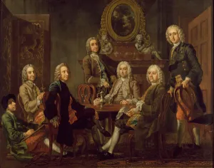 Portrait of a group of gentlemen, with the artist, c.1745 (oil on canvas) Portrait of a group of gentlemen, with the artist, c.1745 (oil on canvas)