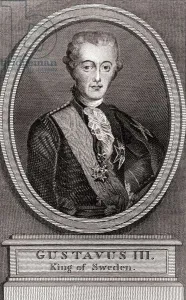 Portrait of Gustave III (1746-1792), King of Sweden from 1771 to 1792 engraving of 1787 Portrait of Gustave III (1746-1792), King of Sweden from 1771 to 1792 engraving of 1787