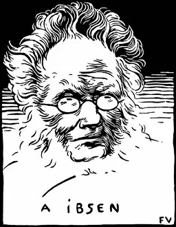 Portrait de Henrik (Henri) Johan Ibsen (1828-1906), dramaturge norvegien. Gravure de Felix Edouard Vallotton (1865-1925)