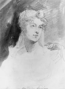 Portrait of The Hon. Augusta Leigh (pencil and w/c on paper) (b/w photo) Portrait of The Hon. Augusta Leigh (pencil and w/c on paper) (b/w photo)