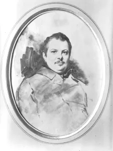 Portrait of Honore de Balzac (1799-1850) c.1820 (ink & wash on paper) (b/w photo) Portrait of Honore de Balzac (1799-1850) c.1820 (ink & wash on paper) (b/w photo)