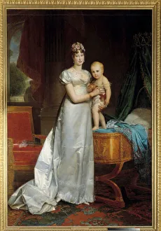 Portrait of the Impress Marie Louise (1791-1847) and the King of Rome Painting by Portrait of the Impress Marie Louise (1791-1847) and the King of Rome Painting by