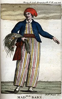 Portrait of Jeanne Barret (hand-coloured engraving)