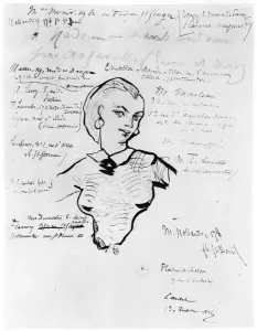 Portrait of Jeanne Duval with notes by Auguste Poulet-Malassis (1825-78) 1858-60 Portrait of Jeanne Duval with notes by Auguste Poulet-Malassis (1825-78) 1858-60