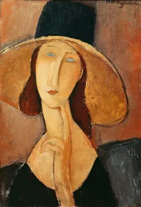 Portrait of Jeanne Hebuterne in a large hat, c.1918-19 (oil on canvas) Portrait of Jeanne Hebuterne in a large hat, c.1918-19 (oil on canvas)