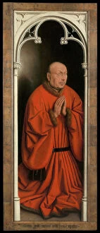 Donation Gallery: Portrait of Joost Vijdt, panel from exterior of the Ghent Altarpiece, 1432 (oil on panel)