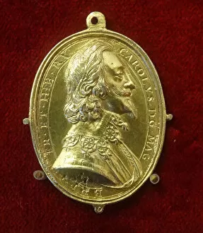 Charles I Of England Collection: Portrait of King Charles I by Thomas Rawlins (metal)