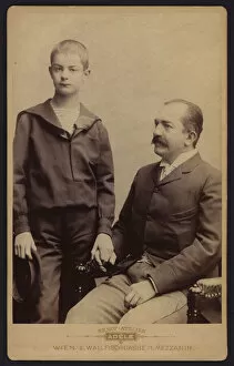 Portrait, King Milan Obrenovic of Serbia, with his son Alexander (b / w photo)